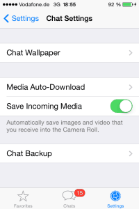 Media Auto-Download in Chat-Einstellungen bei WhatsApp